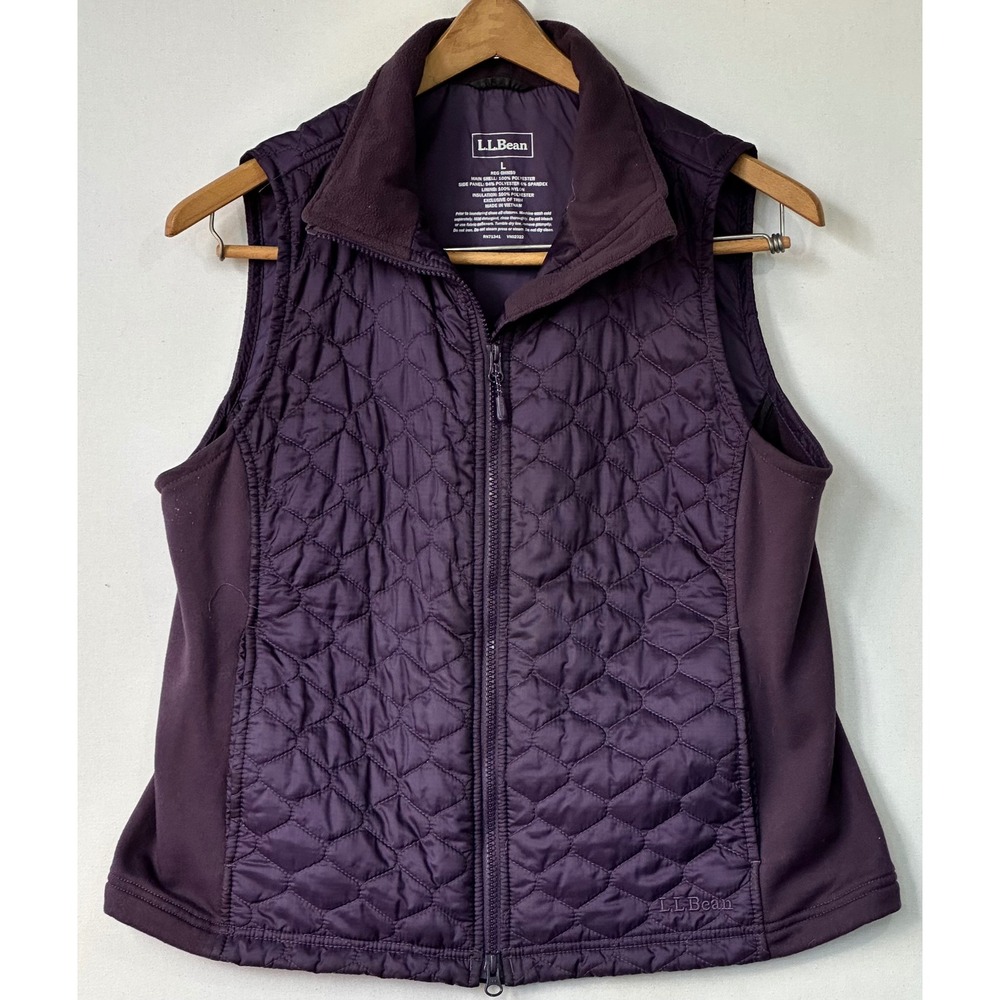 LL Bean Quilted Thinsulate Vest Outdoor Womens Large Purple Winter Warm